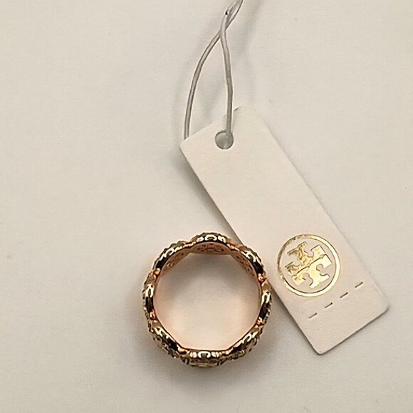 724. Tory Burch Rose Gold Plated Miller Ring Swarovski Crystals Sz 6.75 NWT - Picture 6 of 6
